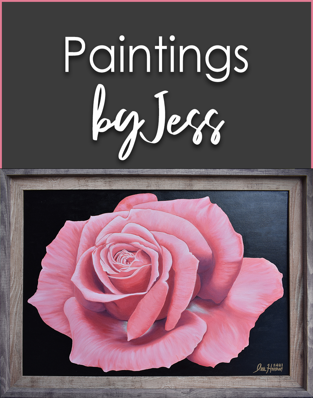 Rose Paintings | Pink Rose Paintings | Rose Paintings on Canvas | Acrylic on Canvas Rose Paintings by Jess