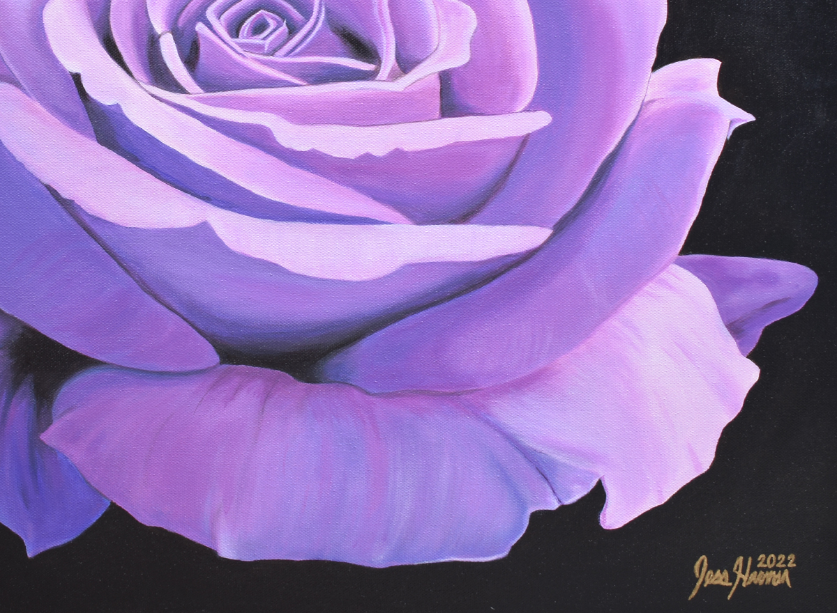 Purple and pink rose cheek art